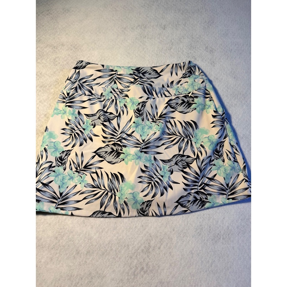 Tommy Bahama Golf Skort Womens Large Tropical Palm Floral Blue Teal Athletic Ski - Picture 2 of 6